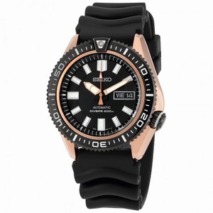 Seiko Automatic Black Dial Black Rubber Men's Watch SKZ330