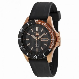 Seiko Automatic Black Dial Black Rubber Men's Watch SRP560