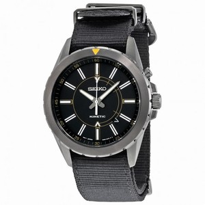Seiko Automatic Kinetic Recraft Black Dial Black Nylon Men's Watch SKA705