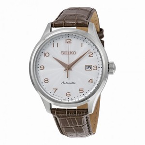 Seiko Automatic Silver Dial Brown Leather Men's Watch SRP705