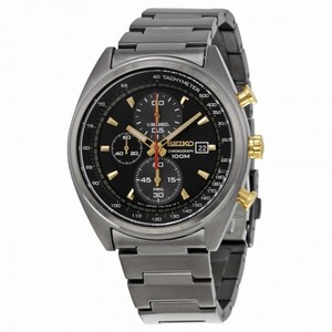 Seiko Black Chronograph Dial Gunmetal PVD Stainless Steel Men's Watch SNDF91
