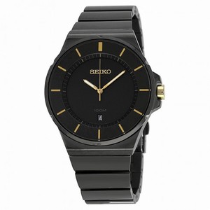 Seiko Black Dial Black Ion-plated Men's Watch SGEG19