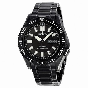 Seiko Black Dial Black Ion-plated Men's Watch SKZ329