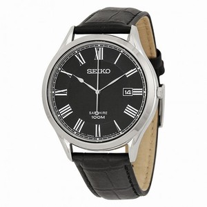 Seiko Black Dial Black Leather Men's Watch SGEG99