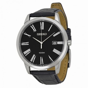 Seiko Black Dial Black Leather Men's Watch SGEH13