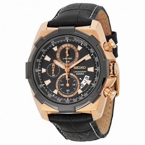 Seiko Black Dial Black Leather Men's Watch SNDD56