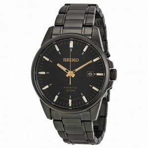 Seiko Black Dial Black PVD Stainless Steel Kinetic Men's Watch SKA531