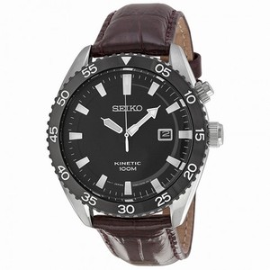Seiko Black Dial Brown Leather Strap Men's Watch SKA627