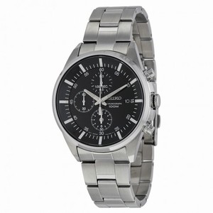 Seiko Black Dial Chronograph Stainless Steel Men's Watch SNDC81