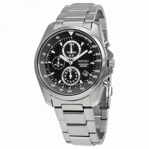 Seiko Black Dial Chronograph Stainless Steel Men's Watch SNDD63