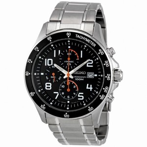Seiko Black Dial Chronograph Stainless Steel Men's Watch SNDA83