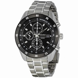 Seiko Black Dial Chronograph Stainless Steel Men's Watch SNDC47