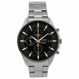 Seiko Black Dial Chronograph Stainless Steel Men's Watch SNDC85