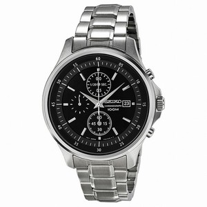 Seiko Black Dial Chronograph Stainless Steel Men's Watch SNDE19