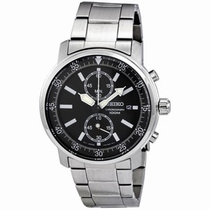 Seiko Black Dial Chronograph Stainless Steel Men's Watch SNN223
