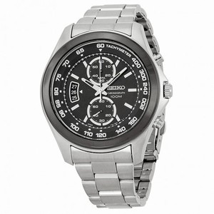 Seiko Black Dial Chronograph Stainless Steel Men's Watch SNN257