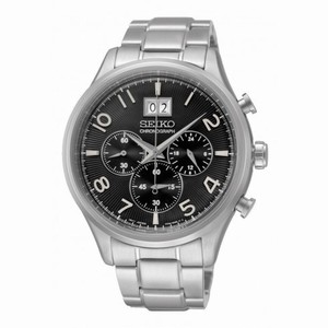 Seiko Black Dial Chronograph Stainless Steel Men's Watch SPC153
