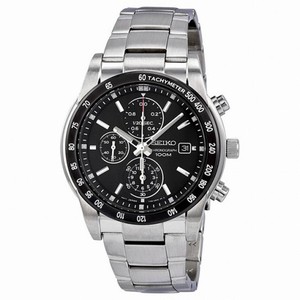 Seiko Black Dial Chronograph Tachymeter Stainless Steel Men's Watch SNDC99