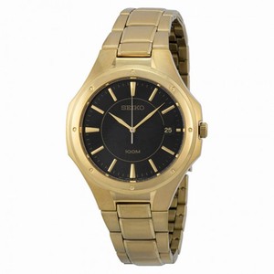Seiko Black Dial Gold-tone Men's Watch SGEF66