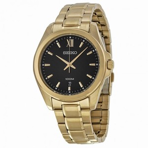 Seiko Black Dial Gold-tone Stainless Steel Men's Watch SGEG78