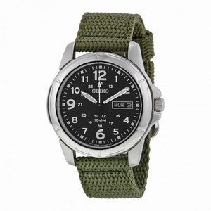 Seiko Black Dial Green Nylon Solar Quartz Men's  Watch SNE095P2