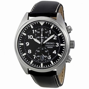 Seiko Black Dial Stainless Steel Chronograph Men's Watch SNN231P2