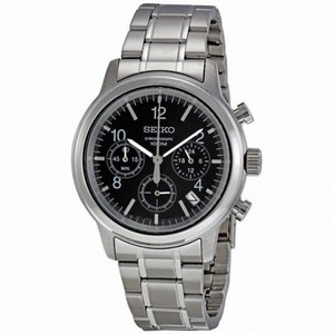 Seiko Black Dial Stainless Steel Chronograph Men's Watch SSB007