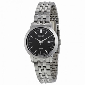 Seiko Black Dial Stainless Steel Ladies Watch SUR827