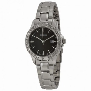 Seiko Black Dial Stainless Steel Ladies Watch SUR877