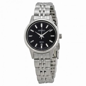Seiko Black Dial Stainless Steel Ladies Watch SUR895