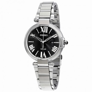 Seiko Black Dial Stainless Steel Ladies Watch SUT173