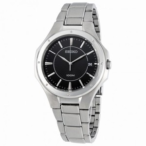 Seiko Black Dial Stainless Steel Men's Watch SGEF61