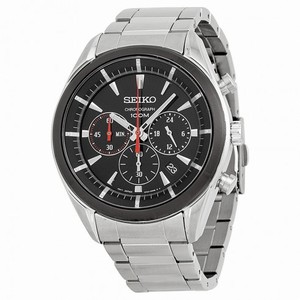 Seiko Black Dial Stainless Steel Men's Watch SSB089
