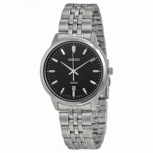 Seiko Black Dial Stainless Steel Men's Watch SUR031