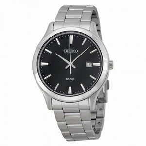 Seiko Black Dial Stainless Steel Men's Watch SUR051