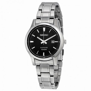 Seiko Black Dial Stainless Steel Quartz Ladies Watch SXDG63