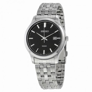 Seiko Black Dial Stainless Steel Quartz Men's Watch SUR145