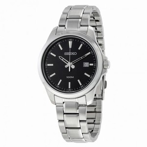 Seiko Black Dial Stainless Steel Quartz Men's Watch SUR155