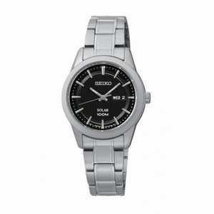 Seiko Black Dial Stainless Steel Quatrz Ladies Watch SUT161P1S