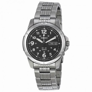 Seiko Black Solar Power Dial GMT Men's Watch SNE095
