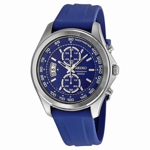 Seiko Blue Dial Chronograph Stainless Steel Blue Rubber Men's Watch SNN261