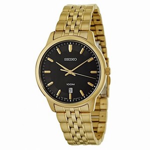 Seiko Bracelet Black Dial Gold-tone Stainless Steel Men's Watch SUR040