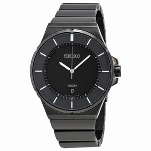 Seiko Casual Black Dial Black IP Stainless Steel Men's Watch SGEG21