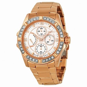 Seiko Champagne Dial Rose Gold-tone Stainless Steel Crystal Trim Bezel Ladies Watch SRLZ94