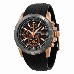 Seiko Chronograph Alarm Black Dial Black PVD Bezel Men's Watch SNAE14