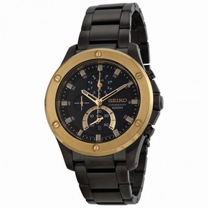 Seiko Chronograph Black Dial Black Black Ion-plated Men's Watch SPC098