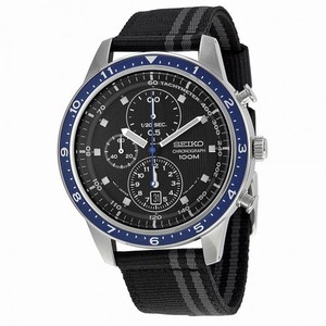 Seiko Chronograph Black Dial Black Canvas Men's Watch SNDF47