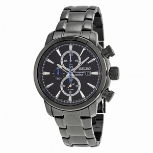 Seiko Chronograph Black Dial Black Ion-plated Men's Watch SNAF49