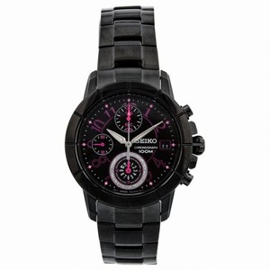 Seiko Chronograph Black Dial Black Ion-plated Ladies Watch SNDY83