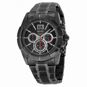 Seiko Chronograph Black Dial Black Ion-plated Men's Watch SPC103